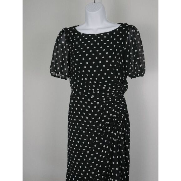Julia Jordan Polka Dot Maxi Dress | Size 2 | Ruffle Hem | Puff Sleeve | Sheer Ov - Picture 3 of 9